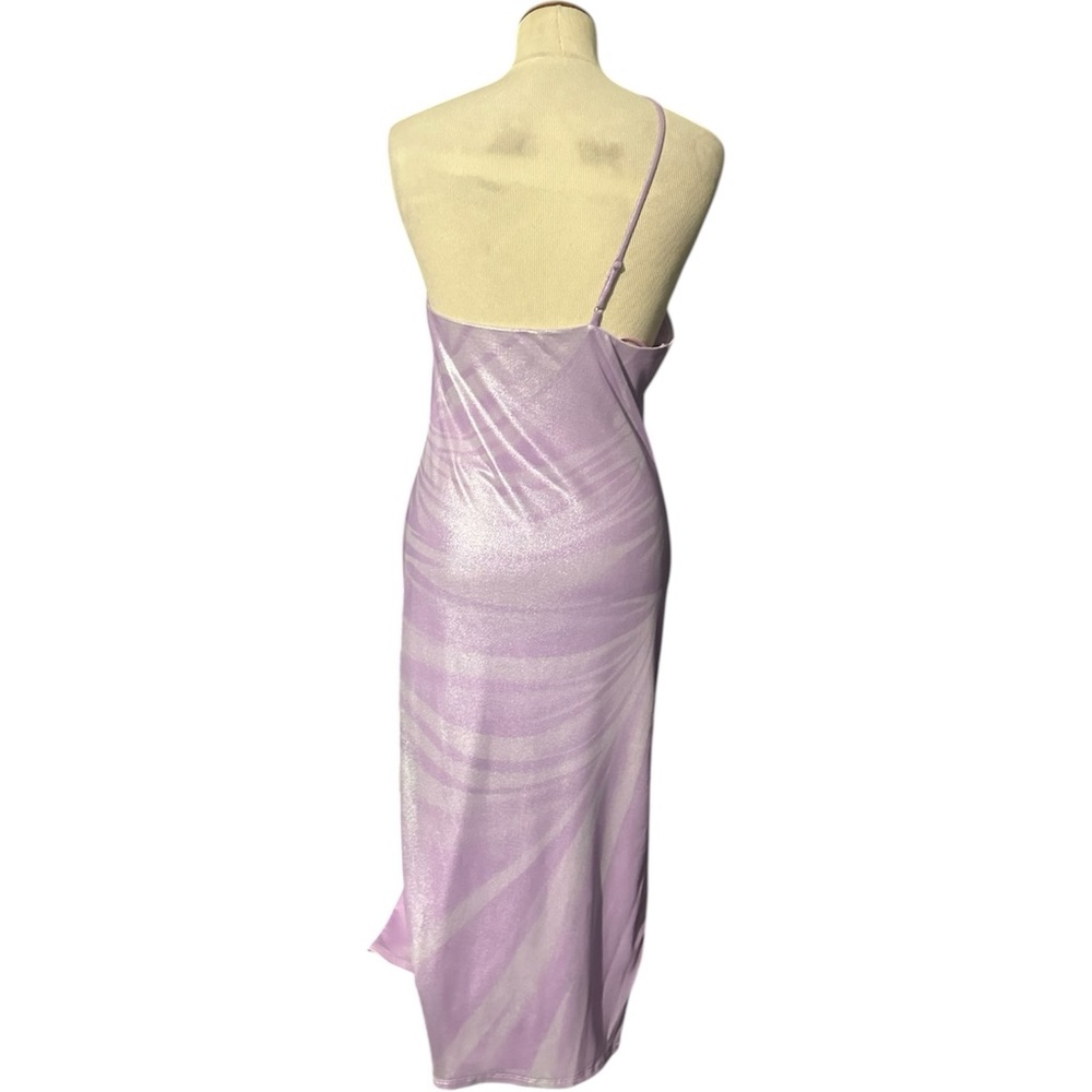 AFRM One Shoulder Orchid Shine Lilac Midi Dress Size Medium - Picture 3 of 3